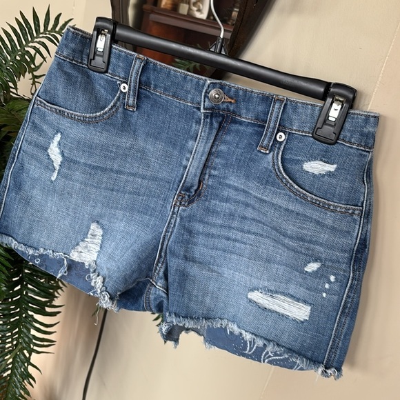 NWOT Aerie Daydream Denim Jean Shorts Distressed Stretch Waist Blue Soft Comfy - Picture 2 of 16